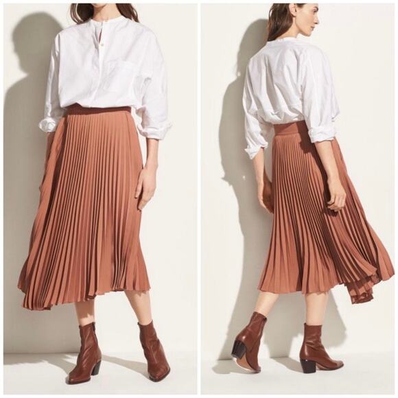 NWT Vince Drape Pleated Skirt Vintage Rose